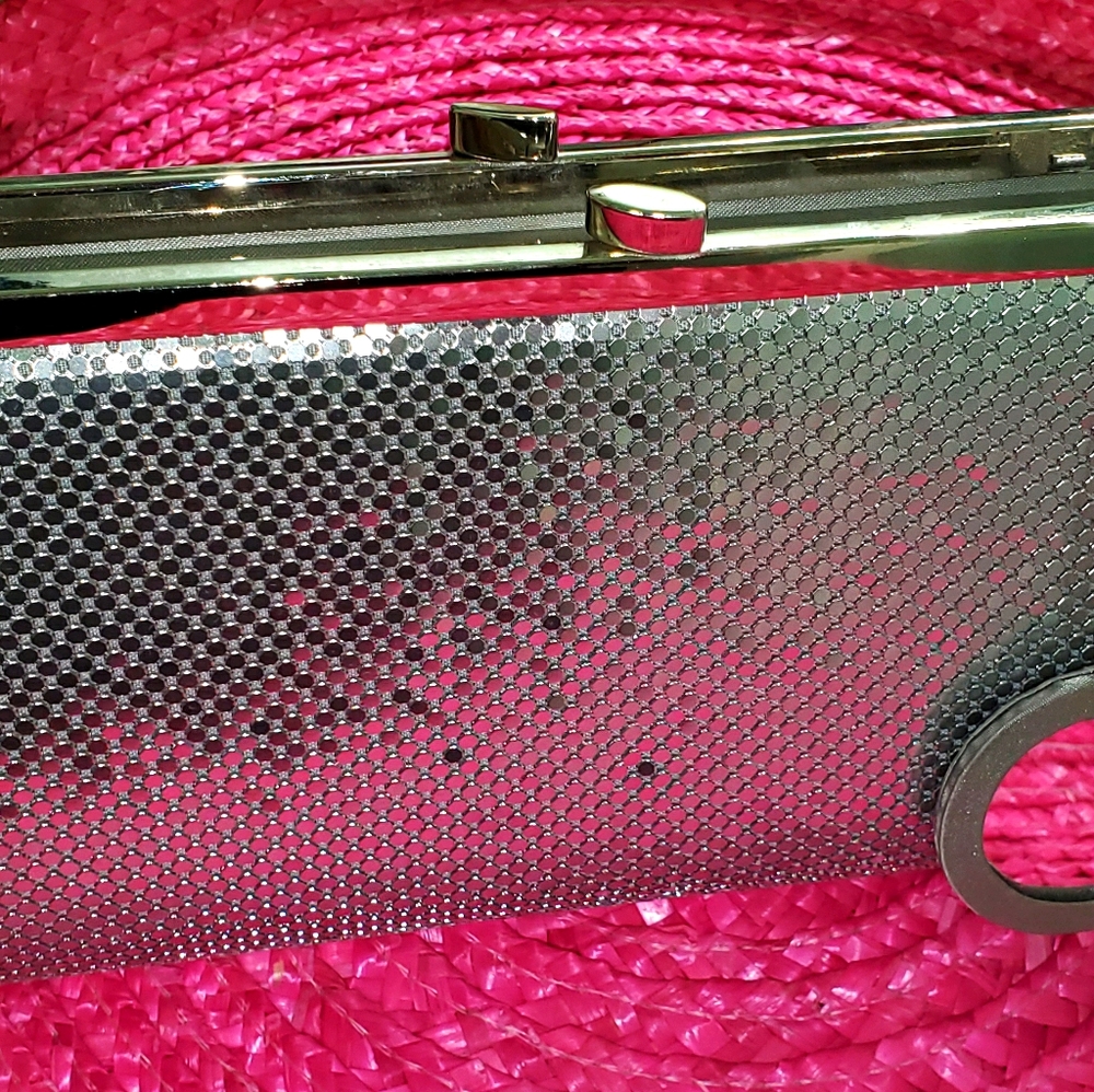 Valerie Stevens Silver Mesh Evening Clutch Purse